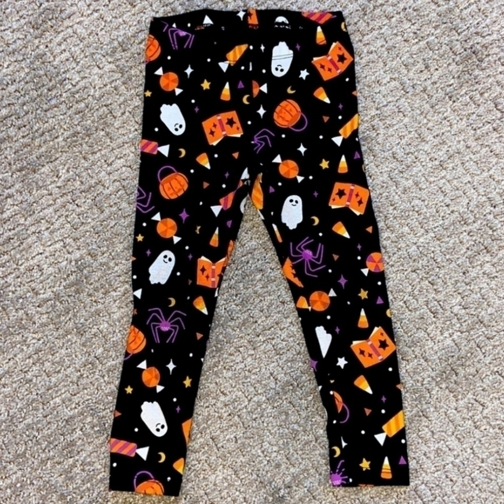 NWT Cat & Jack Black Halloween Leggings 5T Fall October Candy Pumpkin Spider New